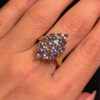 Silver ring with gold plating and amethysts, size O#121
