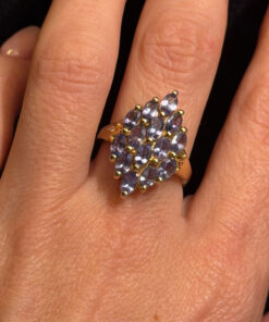 Silver ring with gold plating and amethysts, size O#121