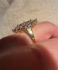 Silver ring with gold plating and amethysts, size O