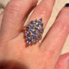 Silver ring with gold plating and amethysts, size O#121