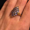 Silver ring with gold plating and amethysts, size O#121