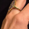 Silver ring with gold plating and amethysts, size O#121