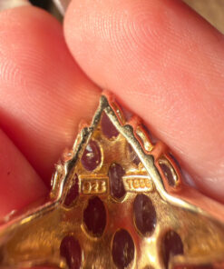 Silver ring with gold plating and amethysts, size O