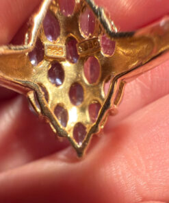 Silver ring with gold plating and amethysts, size O