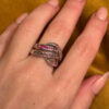 925 Pd Sterling Silver Ruby Paving Ring - UK Size O 8.84g (#16)