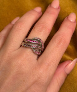 925 Pd Sterling Silver Ruby Paving Ring - UK Size O 8.84g (#16)