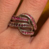 925 Pd Sterling Silver Ruby Paving Ring - UK Size O 8.84g (#16)