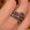 925 Pd Sterling Silver Ruby Paving Ring - UK Size O 8.84g (#16)