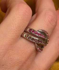 925 Pd Sterling Silver Ruby Paving Ring - UK Size O 8.84g