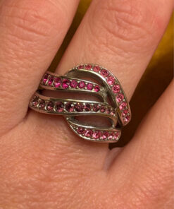 925 Pd Sterling Silver Ruby Paving Ring - UK Size O 8.84g (#16)