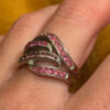 925 Pd Sterling Silver Ruby Paving Ring - UK Size O 8.84g (#16)
