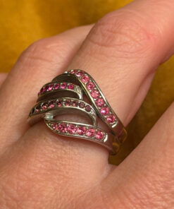 925 Pd Sterling Silver Ruby Paving Ring - UK Size O 8.84g