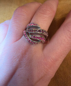 925 Pd Sterling Silver Ruby Paving Ring - UK Size O 8.84g