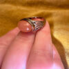 Size Q, vintage 925 sterling silver ring, natural carnelian (#16)
