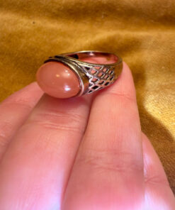 Size Q, vintage 925 sterling silver ring, natural carnelian (#16)