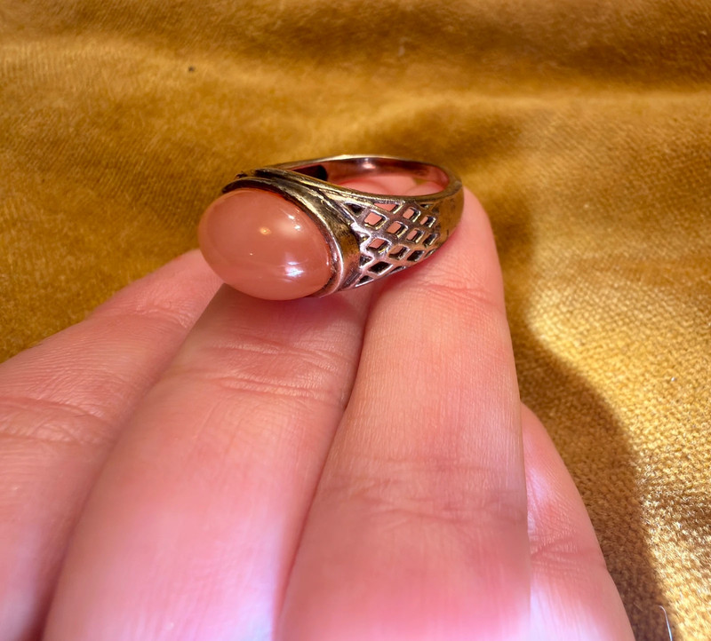 Size Q, vintage 925 sterling silver ring, natural carnelian (#16)