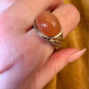 Size Q, vintage 925 sterling silver ring, natural carnelian (#16)