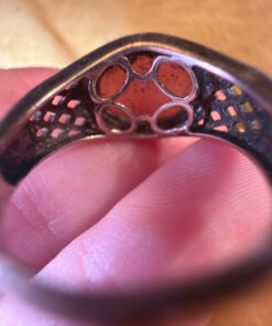 Size Q, vintage 925 sterling silver ring, natural carnelian