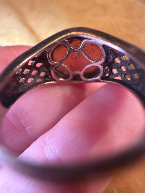 Size Q, vintage 925 sterling silver ring, natural carnelian (#16)