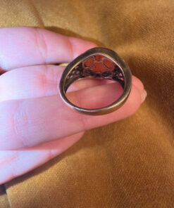 Size Q, vintage 925 sterling silver ring, natural carnelian