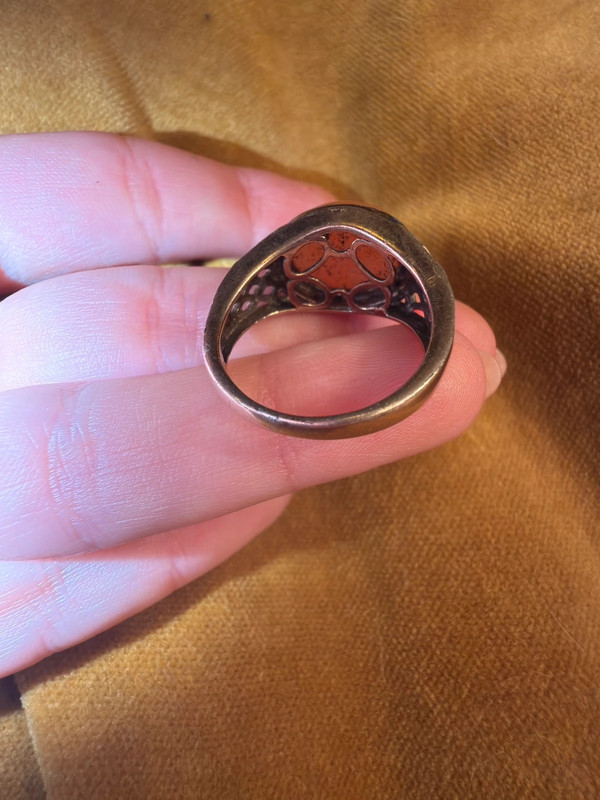 Size Q, vintage 925 sterling silver ring, natural carnelian (#16)