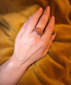 Size Q, vintage 925 sterling silver ring, natural carnelian