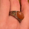 Size Q, vintage 925 sterling silver ring, natural carnelian (#16)