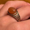 Size Q, vintage 925 sterling silver ring, natural carnelian (#16)