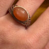 Size Q, vintage 925 sterling silver ring, natural carnelian (#16)