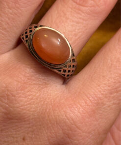 Size Q, vintage 925 sterling silver ring, natural carnelian