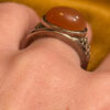 Size Q, vintage 925 sterling silver ring, natural carnelian (#16)