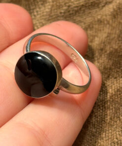 Sterling silver ring with black stone Uk size R#124