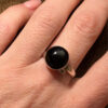 Sterling silver ring with black stone Uk size R#124