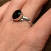 Sterling silver ring with black stone Uk size R#124