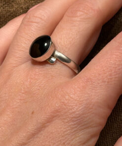 Sterling silver ring with black stone Uk size R