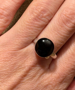 Sterling silver ring with black stone Uk size R