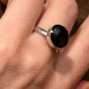 Sterling silver ring with black stone Uk size R#124