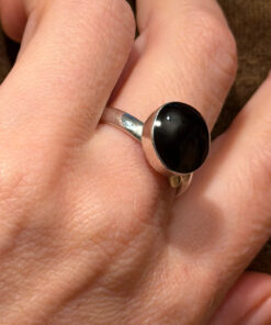 Sterling silver ring with black stone Uk size R