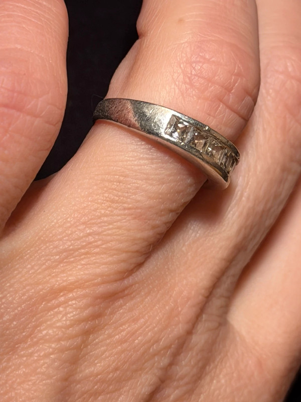 Vintage Fianite Sterling Silver Statement Ring, UK Size L#124