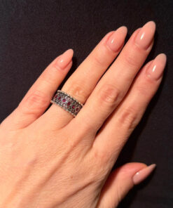 Armenian Sterling Silver Ring With Red Stones Uk Size L( Adjustable)#2