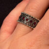 Armenian Sterling Silver Ring With Red Stones Uk Size L( Adjustable)#2