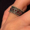 Armenian Sterling Silver Ring With Red Stones Uk Size L( Adjustable)#2