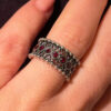 Armenian Sterling Silver Ring With Red Stones Uk Size L( Adjustable)#2