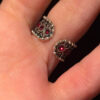 Armenian Sterling Silver Ring With Red Stones Uk Size L( Adjustable)#2