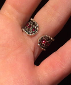 Armenian Sterling Silver Ring With Red Stones Uk Size L( Adjustable)