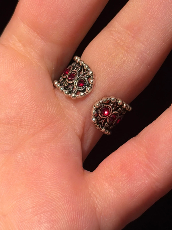 Armenian Sterling Silver Ring With Red Stones Uk Size L( Adjustable)#2