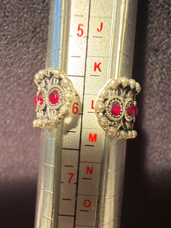 Armenian Sterling Silver Ring With Red Stones Uk Size L( Adjustable)#2