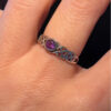 Vintage Celtic Knot natural Amethyst Sterling Silver Ring, UK Size M1/2#119