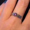 Vintage Celtic Knot natural Amethyst Sterling Silver Ring, UK Size M1/2#119