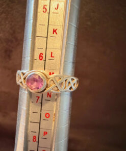 Vintage Celtic Knot natural Amethyst Sterling Silver Ring, UK Size M1/2